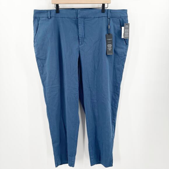 LIVERPOOL Kelsey Trouser Pants Size 24W NWT Plus Curvy Blue Cotton Stretch Work - Picture 1 of 16
